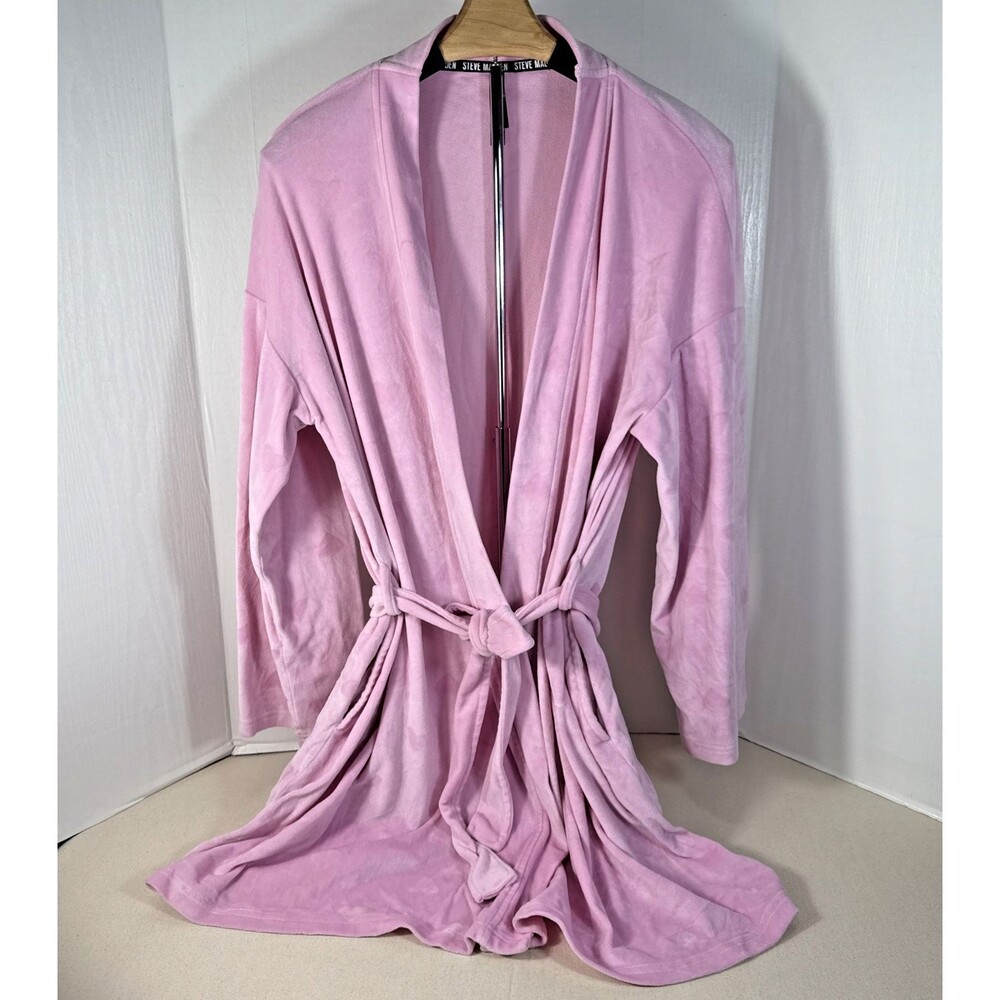 Steve Madden Woman’s Pink Heart Pattern Soft Comfy Lounge Robe S/M ECU